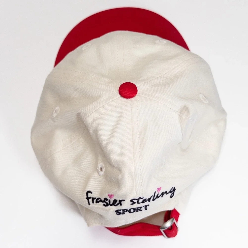 Frasier Sterling Sport Golf Cart Embroidered Dad Hat Cream Red‎